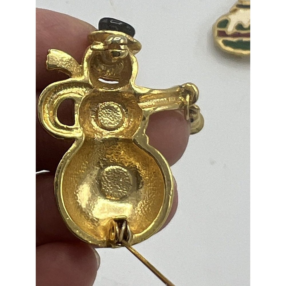 5 Christmas Holiday Brooches Pin Snowman, Tree Sleigh, Bauble. Metal Felt bear - Picture 11 of 16